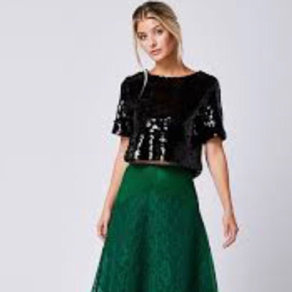 TopShop Black and Silver Sequin Crop Top